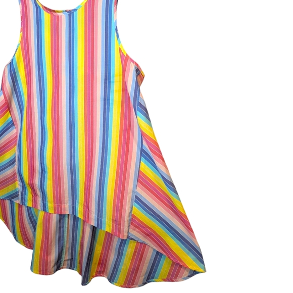 Melissa Paige Rainbow Stripe Swing High Low Hem Tank Top Women's Medium NWT - Picture 6 of 16